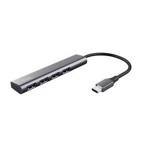 USB Hub TRUST Halyx 24948, USB-C/4xUSB-A, Srebrni