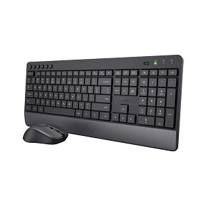 Set TRUST Trezo 24529, Tipkovnica i Miš, Bežično, PC, US, Black