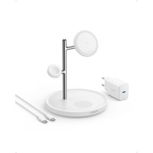 Stanica za bežično punjenje ANKER, Stand, Mag Go 3u1, B25M3321, 15W, White