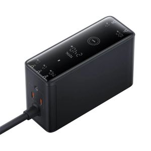 Kućni Punjač BASEUS Display GaN Desktop, 3x USB-C/USB-A/DC, 240W+4x kabel, Black, P10163902112-00