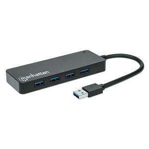 USB Hub MANHATTAN 164900, 4-Port USB 3.2 Gen 1, 4xUSB-A, USB-A (M) nap., Crni