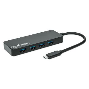 USB Hub MANHATTAN 164924, 4-Port USB 3.2 Gen 1, 4xUSB-A, USB-C (M) nap., Crni